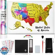 TRAVELISIMO Scratch Off Map of United States, 12x17 inch Travel Map, United S