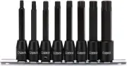 CASOMAN 8 Piece 3/8” Drive Extra Long Torx Star Bit Socket Set, T30-T70, S2 Stee