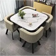 Modern Marble Coffee Table Set with Four Chairs for Balcony Living Room or Office Meeting Room