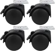 BQLZR 2" Plastic Caster Wheel Swivel Plate Casters Black w/Brake for Tables Pack of 4