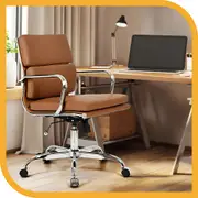 Furb Ergonomic Executive Eames Office Chair Height Adjustable Chair Sliver/Brown