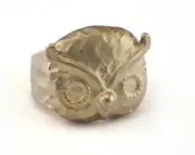 Owl Adjustable Ring Raw brass (19mm 9US inner size) 2735