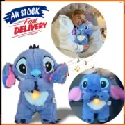 Stitch Plush Doll Breathing Light Child Soothes Toys Pink Angel Anime Cute Baby