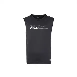 FILA 男抗UV吸濕排汗圓領背心-黑色 1TKY-1300-BK