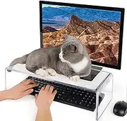 Anti-Cat Keyboard Cover, Laptop Keyboard Protector, PC Desk Stand for Keyboard Storage, Acrylic Monitor and Laptop Stand Riser (20"/7.1"/4.8")