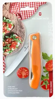 Victorinox Swiss Classic Picnic Knife, Wavy Edge, Foldable, Lightweight, Orange