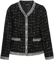 [Cupgriade] Women Blazer with Pocket Single Breasted Autumn Winter Causal Tweed Coat Office Ladies Suit Jacket