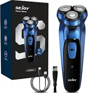 [Sejoy] Electric Razor for Men,Electric Shavers for Men,Face Shaver, Cordless Washable Rechargeable Shaving Machines,Pop Up Trimmer for Travel Home, LED Display,Fast Charging,Azure