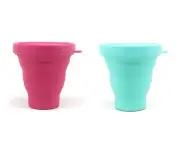 Foldable Silicone Sterilizing Cup Store your Diva Cup - Raspberry Sea Glass DUO