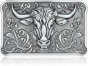 [Absbolo] Belt Buckle for Men Vintage Western Longhorn Belt Buckles Cowboy Rodeo Buckle for Men Women Silver, Bronze Longhorn
