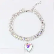 Choker Pet Accessories Dog Shiny Rhinestone Collar Cat Heart Diamond Jewelry Necklace Pet Bling Princess Collar Puppy Supplies Pet Accessories (Color : Colorful, Size : 20-27cm)