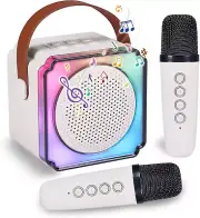 Portable Kids Karaoke Machine with 2 Wireless Microphone, Karaoke Microphone Mac