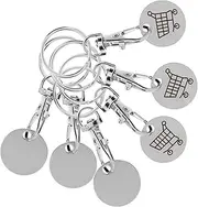 VALICLUD 6pcs Quarter Holder Keychain, Stainless Steel Trolley Token Keychain Supermarket Shopping Cart Metal Key Ring Trolley Token Coin Keychain Pendant Purse