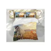 3D Meadow White Horse 99 Bed Pillowcases Quilt King Size