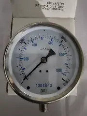 E.N.F.M PRESSURE GAUGE 15000 PSI 100 BAR 1/4"NPT 6021 4"