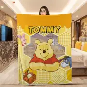 Personalized Pooh Bear & Friends Winnie The Pooh Hiving Pattern Blanket