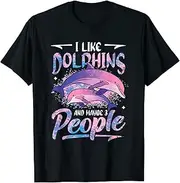 [X.Style] I Like Dophins and Maybe 3 People Dolphin Girls ds738 T-Shirt (3XL) Black