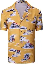 AYYOHON Cliff Booth T-Shirt/Hawaiian Shirt/Sunglasses Once Upon a Time in Yellow Cosplay Costume