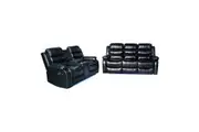Melbournians Furniture 3 2 Seater Finest Black Leatherette Recliner Feature Console Led Light Ultra Cushioned Sofas Armchairs & Couches