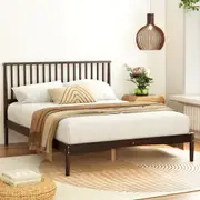 Vise Double Solid Pinewood Bed Frame Walnut
