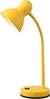 Lexi Lighting Lewis Table Lamp, Yellow Painted Finish, Metal Lamp with Flexible Arm and Adjustable Shade Angles, E27 Lamp Holder, Reading Desk Lamp with Rocker Switch on Base