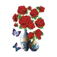 在飛比找樂天市場購物網優惠-3D立玫瑰花瓶墻貼畫防水衛生間客廳臥室房間墻上裝飾衣柜冰箱貼