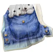 Kids Cute Animal Drawings Pocket Polar Bears Throw Blanket