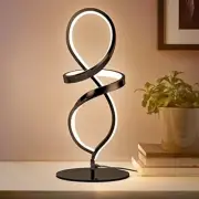 Modern Table Lamp, LED Spiral Lamp Bedside Lamp with Stepless Dimming Black