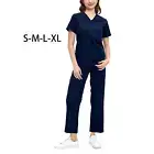 Women's Scrubs Set Nursing Uniforms Stretchy Work Coveralls Nurse Uniform Top