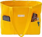 Harp + Ra Tote Bag Utility Tote with 2 Front Pockets Laptop Sleeve, Teacher Bag Jumbo Book Bag for Nurses, School, Work