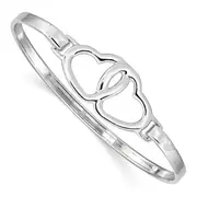 Sterling Silver Rhodium-Plated Heart Bangle
