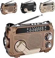 Emergency Radio Hand Crank Solar Powered 1200mAh Waterproof Dustproof Bluetooth 5.2 Portable FM/AM/SW Weather Alarm Radio with Flashlight Phone Charger for Camping Hiking Outdoor