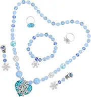 [ANDRESLAD] Jewelry Kit for Girls Pearl Bracelet Necklace Earrings Set Snowflake Theme Boys and Girls Party Supplies