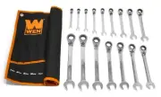 WEN WR162 16pcs Reversible Ratcheting Metric Combination Wrench Set w/Pouch