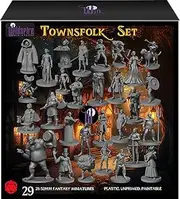 29 Townsfolk NPC Miniatures for DND Miniatures Dungeons and Dragons Figures I D&D Minis with Character Sheets & Campaign