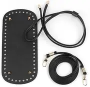 Purse Strap DIY Knitting Crochet Bag Bottom Shaper PU Leather Handbag Purse Base Shaper with Bottom Strap String Bag Straps(Black)
