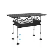 ALPHA CAMP Folding Camping Table, Portable Roll-up Outdoor Table with Adjusta...
