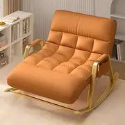 CHAOFLIGHT Double Rocking Chairs,Oversized Relax Chair 5 Speed Adjustable Recliner with Antifouling Upholstered and Armrests Reading Sofa for Living Room,Balcony,Courtyard (Orange Golden Legs)