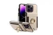 Wallet Case Compatible with iPhone Case with Card Holder RFID Blocking Leather Cover 360 Degrees Rotation Ring Holder for iPhone-Beige