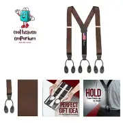 100% Silk Suspenders For Men Y-Back Button End – Many Colors and Designs
