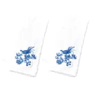 2x Pilbeam Living Cotton 65cm Chinoiserie Hand Towel Bath Face Washer WHT/BLU