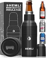 Beer Bottle Cooler & Can Insulator Sleeve – 12-Hour Cold Retention, Lock-In Fit, Scratch-Resistant Powder Coat, Fits Beer Bottles, Cans & Slim Cans