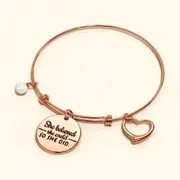 She Believed She Could Heart Charm Rose Gold Layered Tubular Adjustable Inspirational Bangle