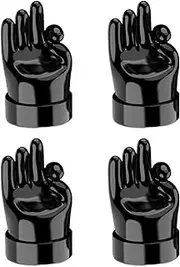 4 Pack Tyre Valve Caps Dust Caps, Car Personality Gesture Valve Cap, Tire Valve Stem Caps, Automobile Gesture Tire Valve Cover, Seal Air Caps Funny Rubber Tire Caps for Car & Motorcycle