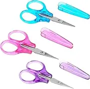 3Pcs Small All Purpose Craft Scissors - Stainless Steel with Protective Cover, Mini Detail, Precision Straight Fine Tips for Paper Cutting, Scrapbooking
