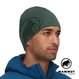 【Mammut 長毛象】Tweak Beanie 保暖針織LOGO豆豆帽 深玉石綠/綠樹林 #1191-01352