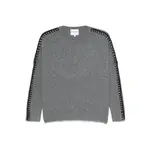 [Kujten] Kujten Crew-neck Braided-trim Sweater I NUMERIC GREY/BLACK