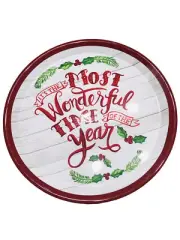 Christmas 13 Inch Printed It Is The Most Wonderful Time Serving Plate. Round