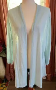 Nic + Zoe Breezy Linen-Viscose Cardigan sweater open front light blue size L NWT