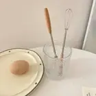 Multifunction Mini Egg Whisk Wooden Handle Manual Egg Beater Cooking